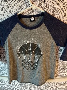 Pixie Lane - Boys’ Gray & Navy Basketball long sleeve tee - EUC - size 6
